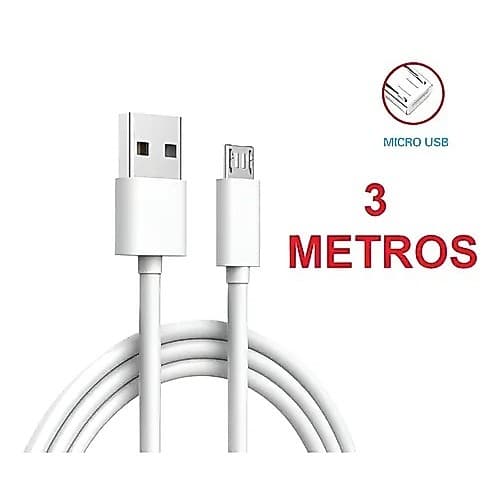 CABO V8 3 metros Carregador Controle PS4 USB Energia Bateria Manete