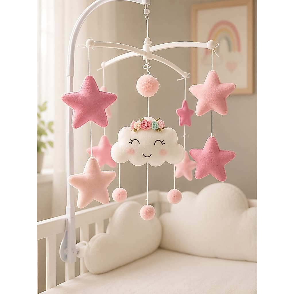 Mobile Musical Bebê Brinquedo Berço Nuvem Chuva de amor