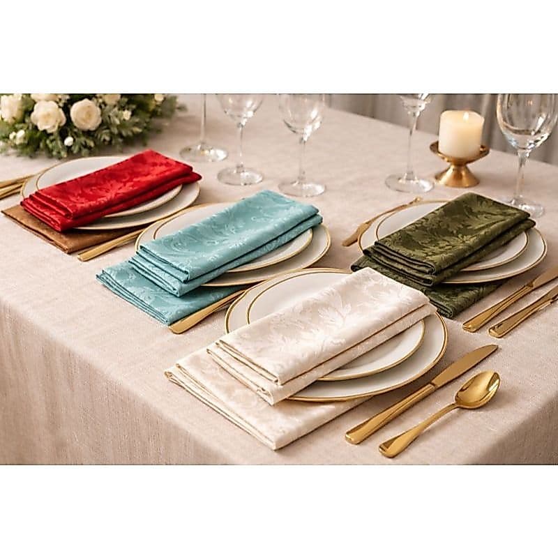 Kit Jogos Guardanapos Jacquard com Bainha 40x40cm Várias Cores / Elegância, Qualidade e Sofisticação à Mesa
