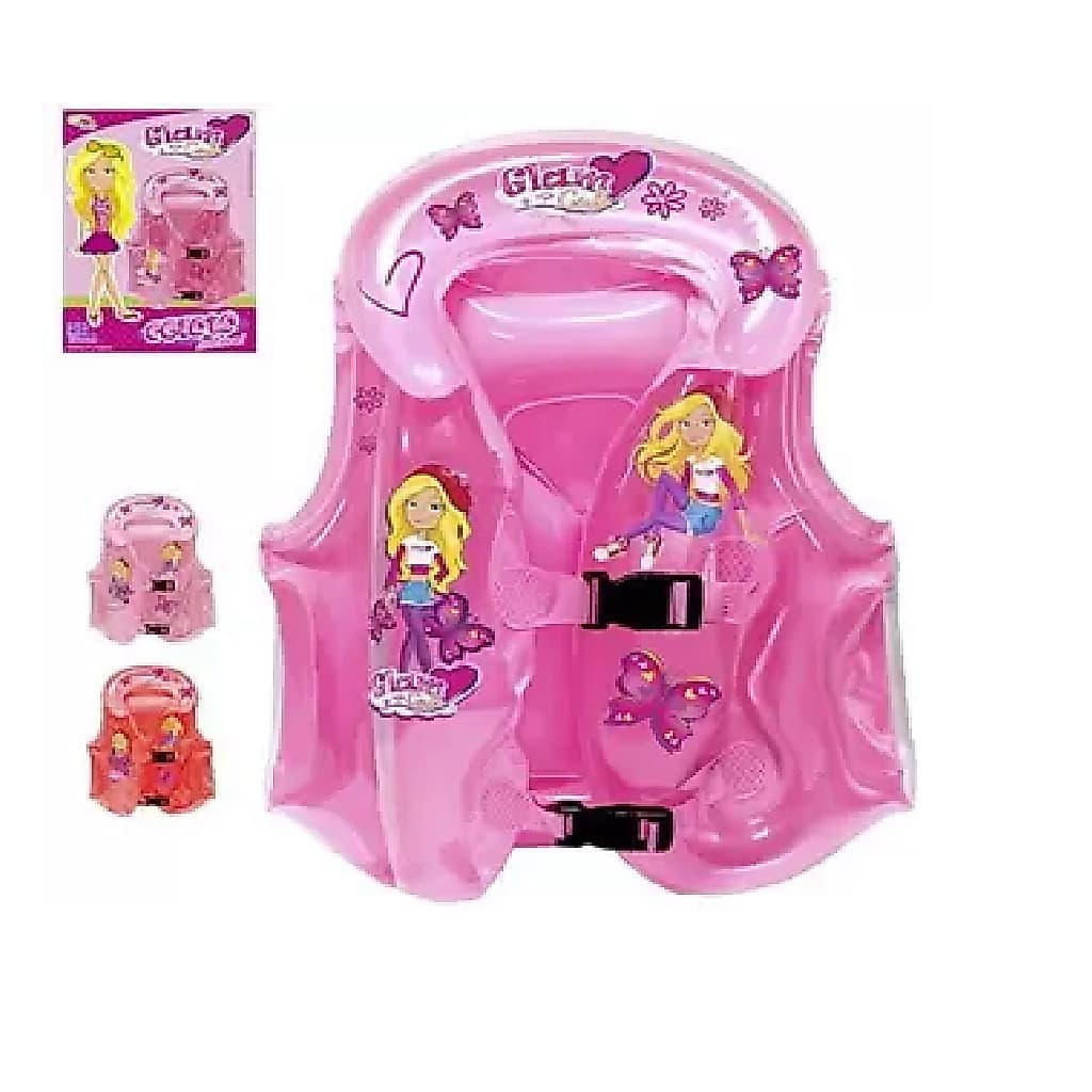 Colete Inflável Boia para Meninas 40x38 cm de 4 á 8 Anos Praia Piscina Brincadeira e Segurança
