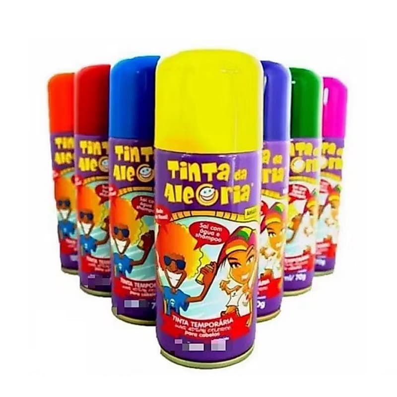 Kit com03un Tinta da Alegria Spray Temporária para Cabelos - Tubo c/ 150 ml