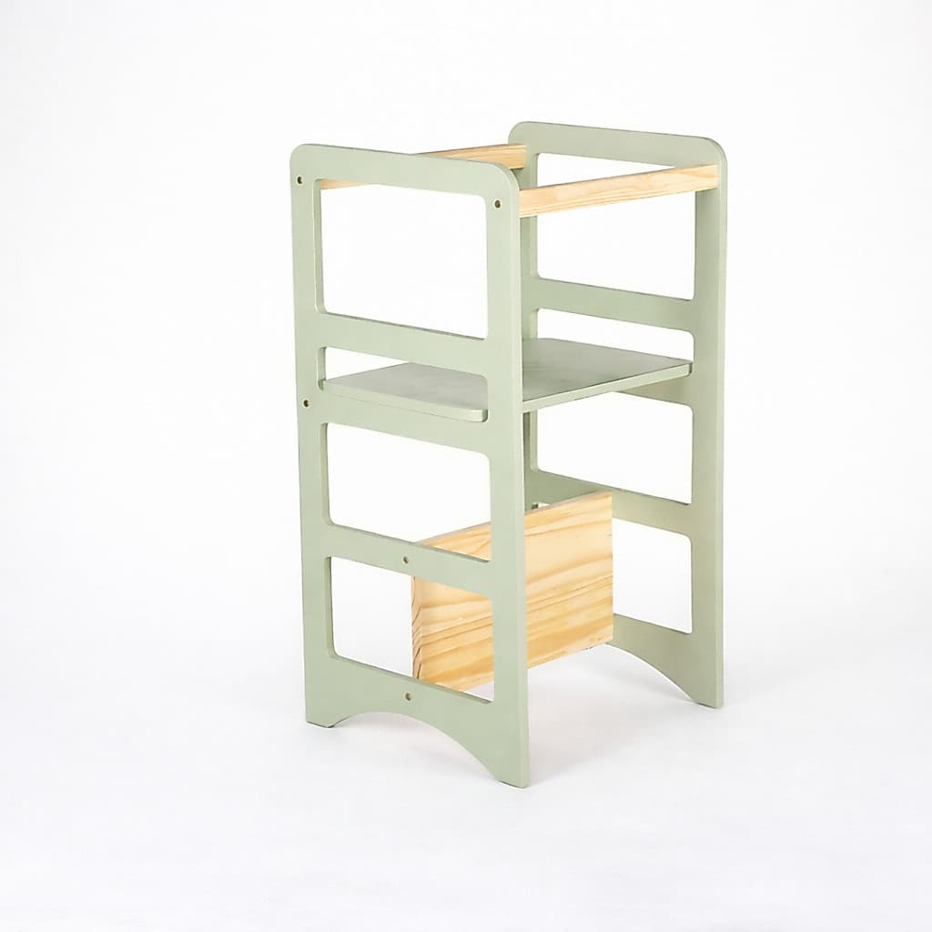 Torre de Aprendizagem Montessoriana 3 em 1 Infantil Cadeira de Alimentação Escada Mesa