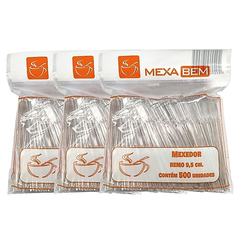 Kit Mexedor Cristal 9,5cm Remo Café Chá Mexa Bem 1500 Unidades