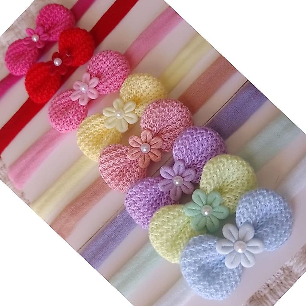 Kit 7 Tiaras Faixinhas de Croche/Flores/Pérolas COL