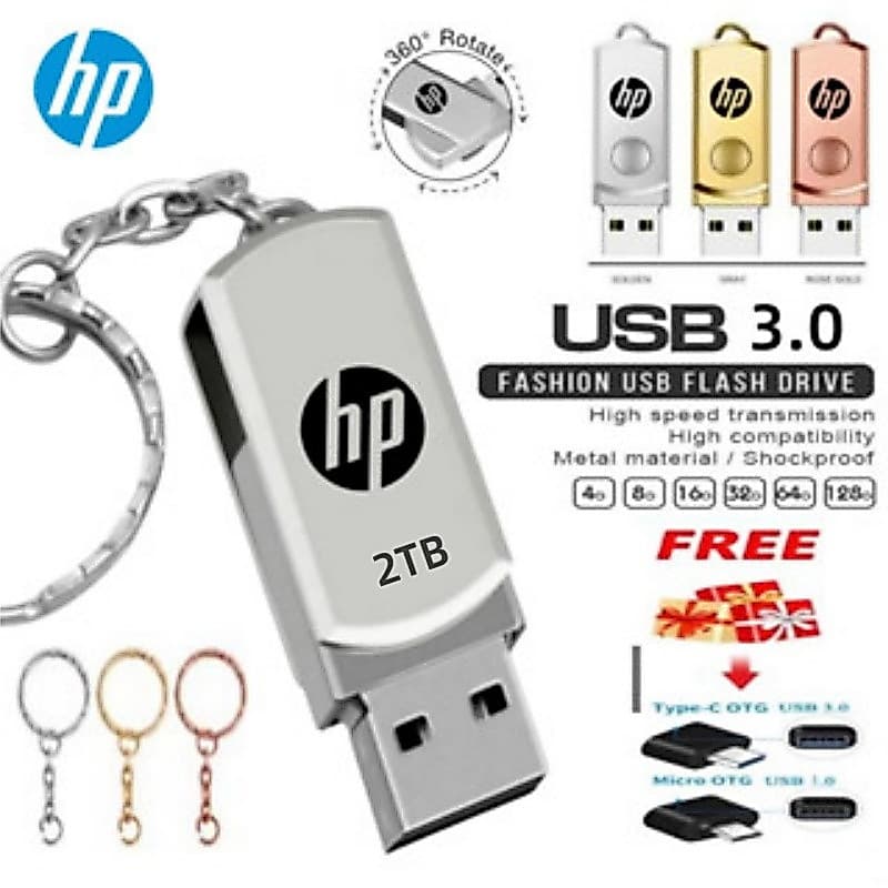 Unidade Flash HP 2 Tb De Alta Velocidade OTG USB3.0 1 512 Gb 256 128 64 USB 32 16 Pen Drive À Prova D'água Computador