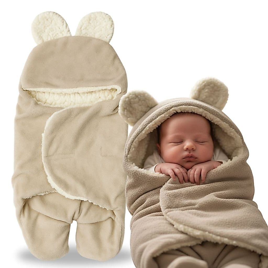 Saco Para Dormir Cobertor Para Bebe com Capuz Orelha Enxoval Menina Menino Rosa Azul