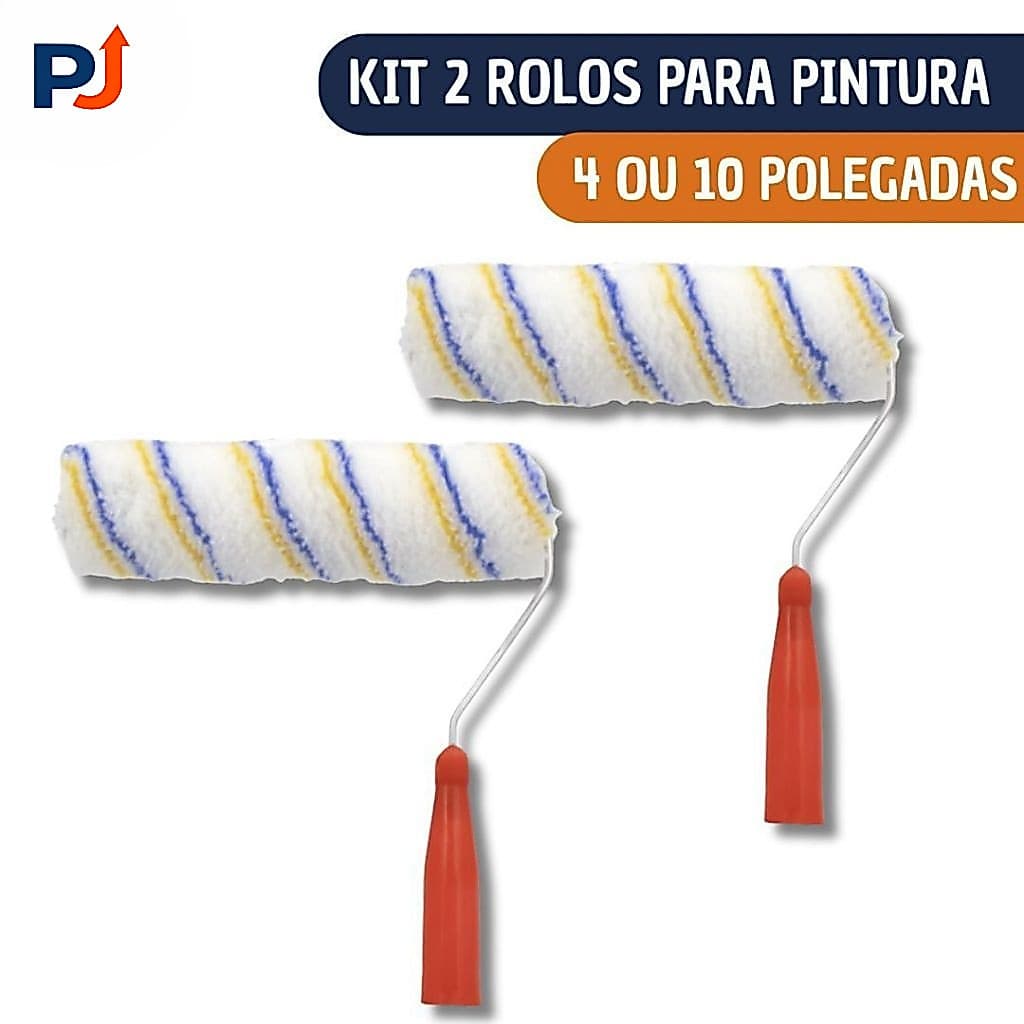 Kit 2 ou Unidade Rolo De Pintura 4 ou 10 Polegadas - Pintura Manutenção - Cores Sortidas