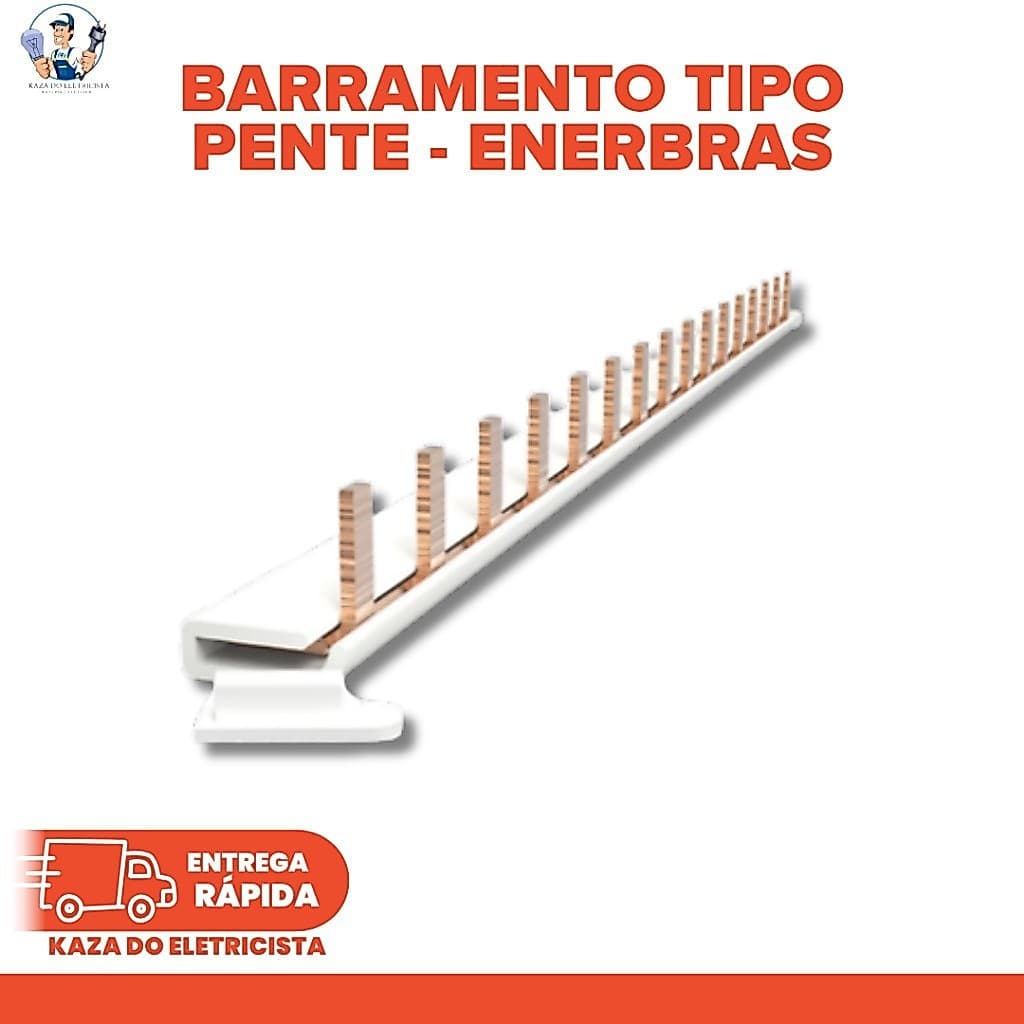 KIT C/2 Barramento Pente 1P Monofásico 63A 12 Polos DIN Enerbras | Distribuição Elétrica