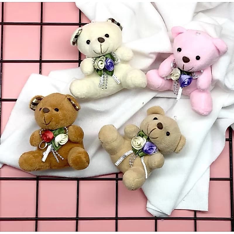 Kit 2 Chaveiros Grande Ursinho de Pelúcia Enviar várias cores Sentados 12cm