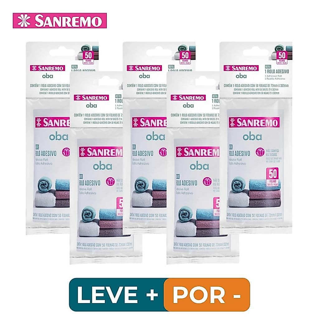 Refil Tira Pelos Sanremo Adesivo 50 a 250 Folhas Roupa Estofado
