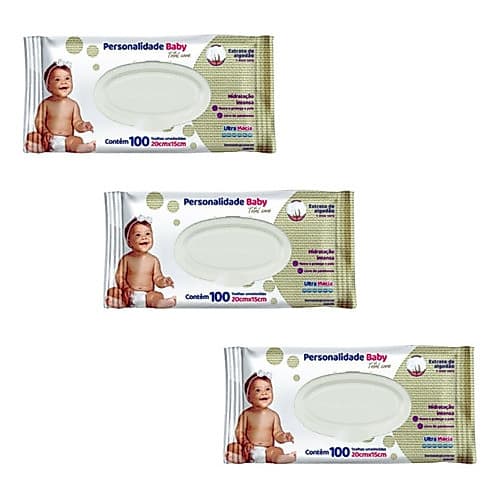 Kit C/3 Lenços Umedecidos Personalidade Baby 100 Un Cada