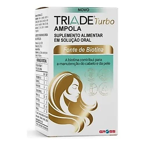 Triade Turbo Biotina Oral Crescimento Capilar Pele e Unhas