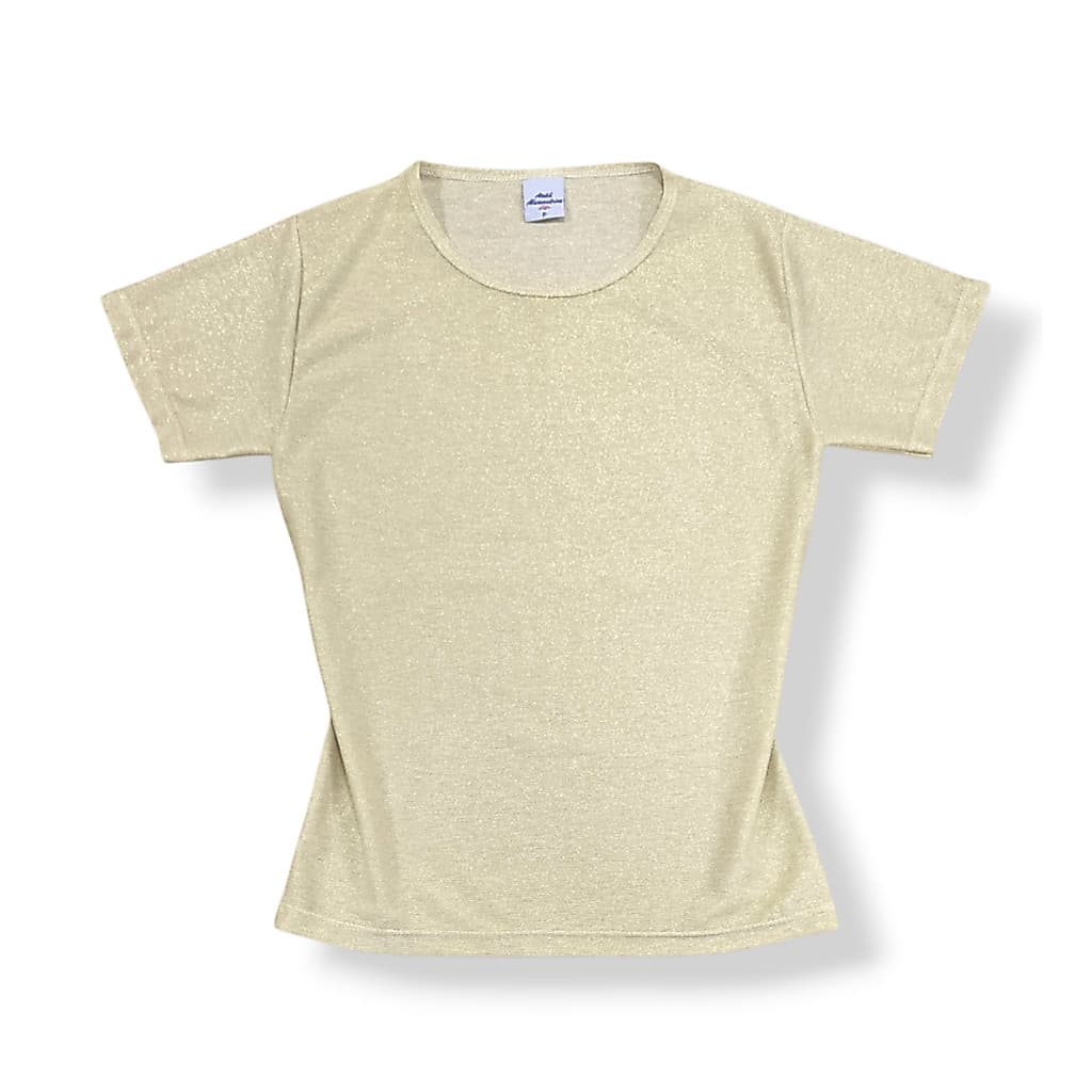 Blusinha Brilho Lurex Básica Clássica Camiseta Feminina
