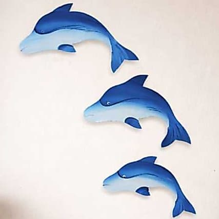 Trio de Golfinho M Decorativo de Parede em MDF - Decoração Náutica para Sala, Quarto e Área Gourmet