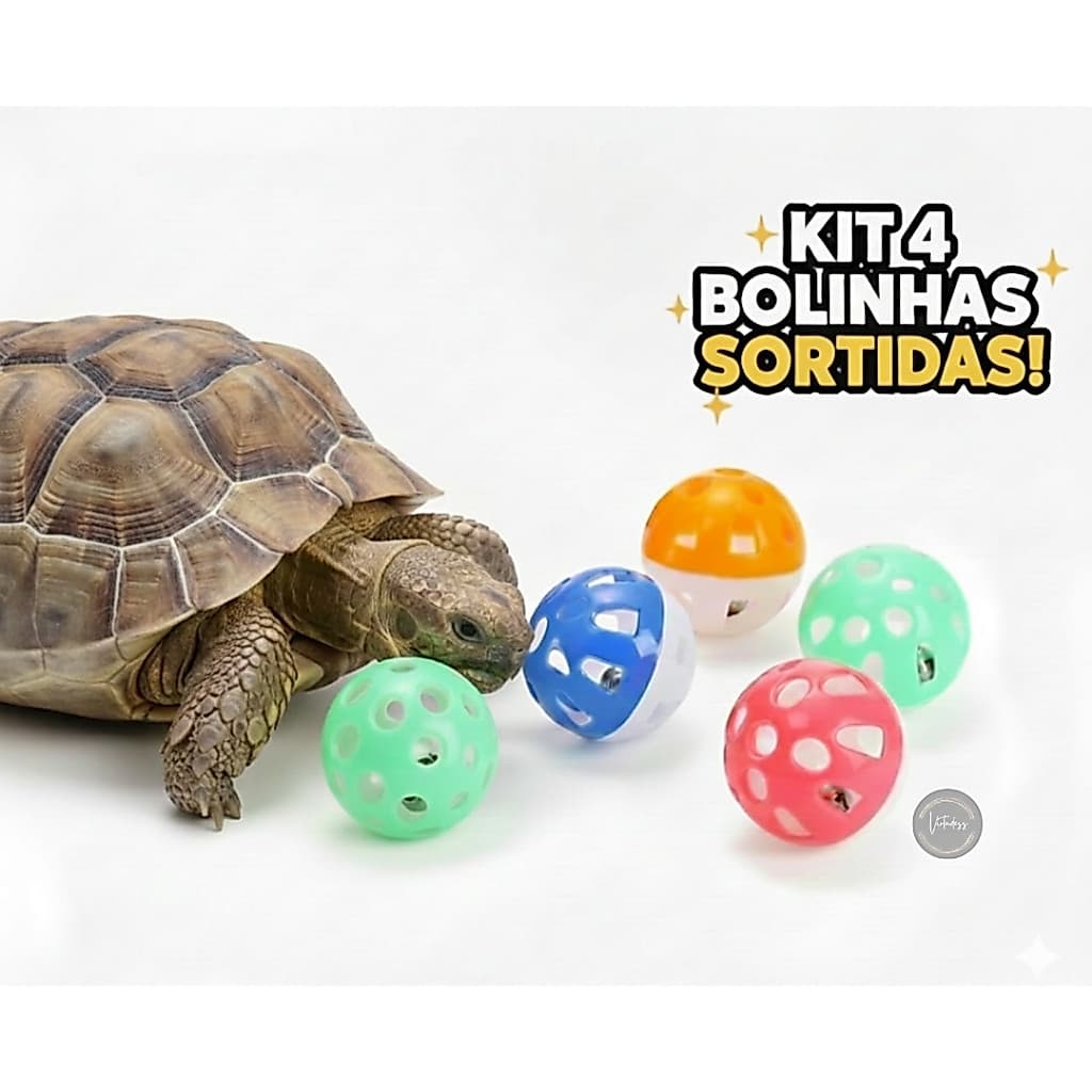 Bolinha Interativa com Guizo para tartuga jabuti cágado tartarugas –  4 unidades