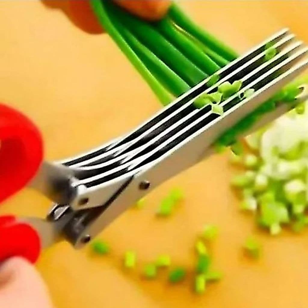 Tesoura de Cozinha Cinco Laminas Tesoura de Cortar Alimentos Temperos Legumes Tesoura Mult-cortes Ervas Saladas