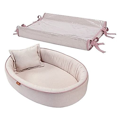 Kit Ninho Redutor Berço e Trocador Anatômico Cômoda Capa removível 100% Algodão Batistela Baby