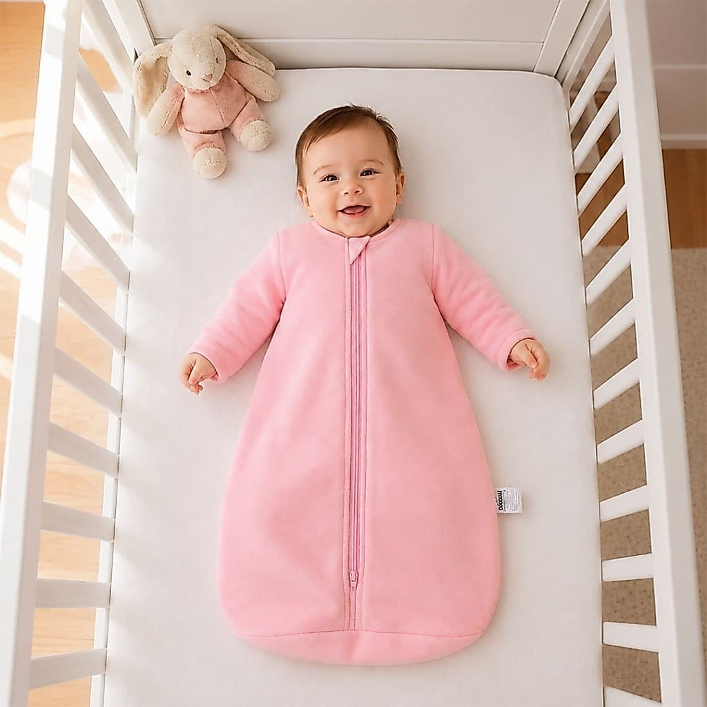 Saco De Dormir Bebê Manga Longa 3 a 9 meses Soft Casulo de Bebê Cobertor Pijama Soft Infantil Rosa Claro