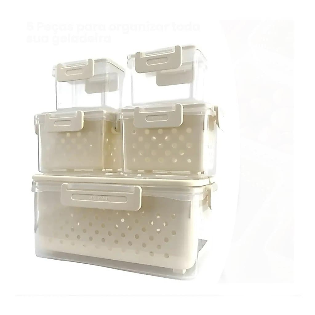 Kit 5 Organizadores Geladeira Caixa Organizadora Cesto