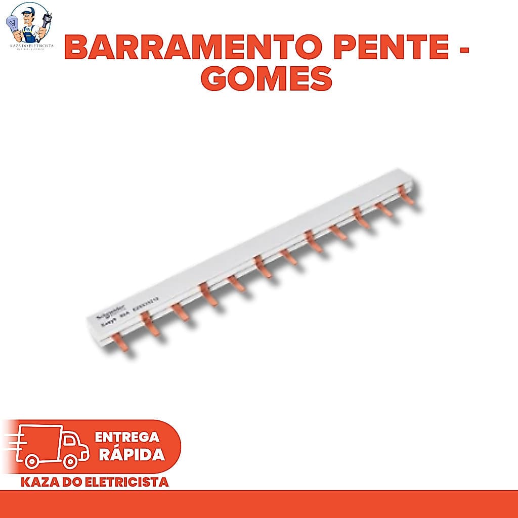 KIT C/2 Barramento Pente 2P Bifásico 80A 12 Polos DIN Gomes | Distribuição Elétrica