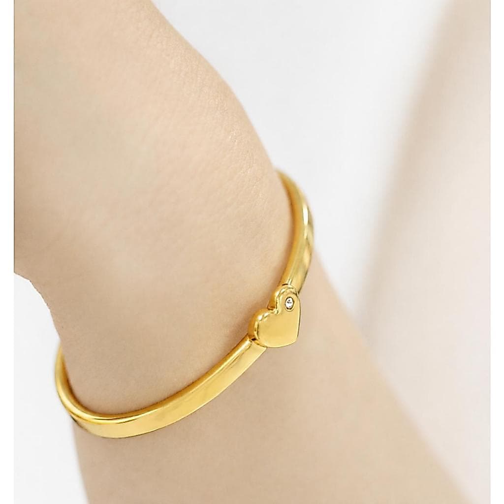 Bracelete Dourado Coração Strass Pulseira