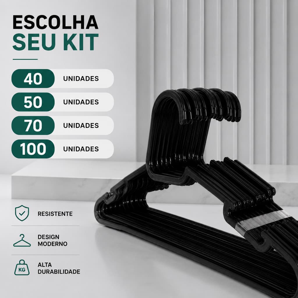 Kit Cabides Adulto em ABS Super Resistentes para Roupas Guarda-Roupa e Closet