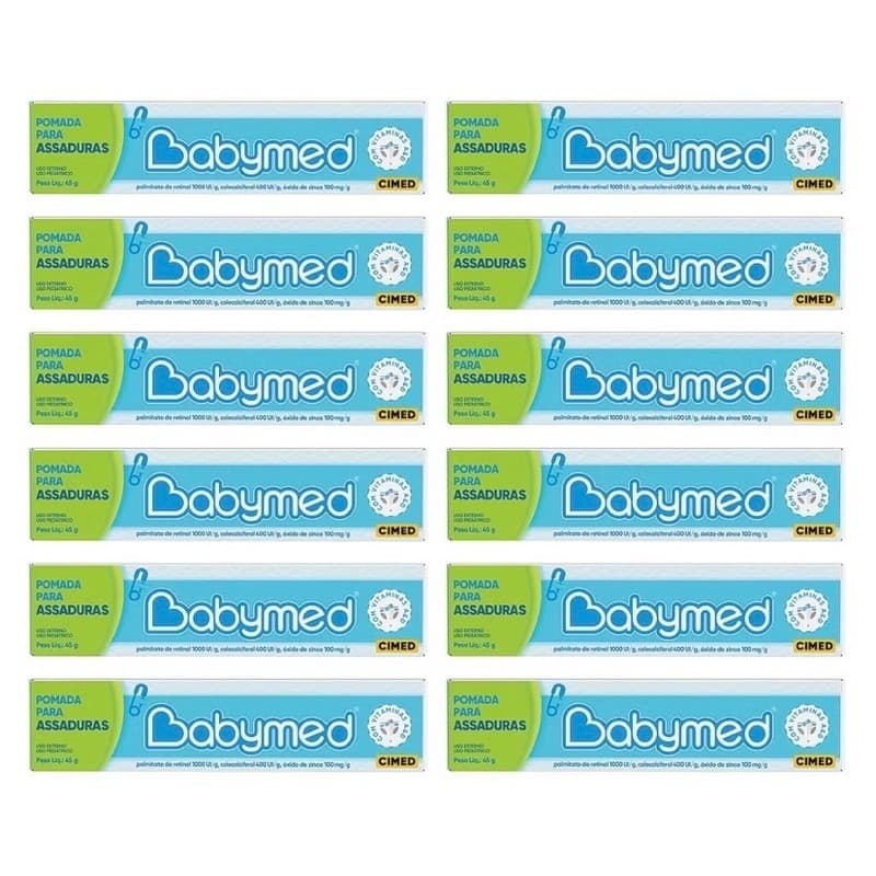Kit 12 Pomadas Para Prevenção De Assaduras Babymed Azul 45g