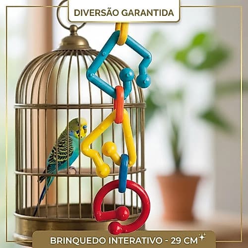 🦜 Brinquedo Gaiola Balanço Interativo Geométrico Calopsita Periquito Pássaros 29cm Multicor 🐦