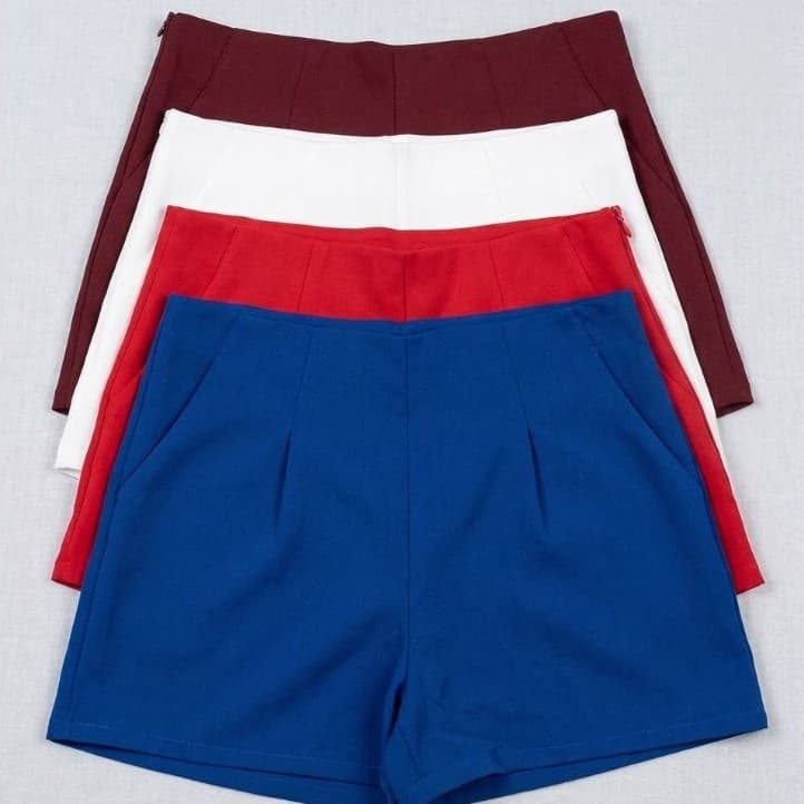 Short Social Feminino Alfaiataria - Confortável e Elegante, Cintura Alta, Com Bolso e Zíper Lateral