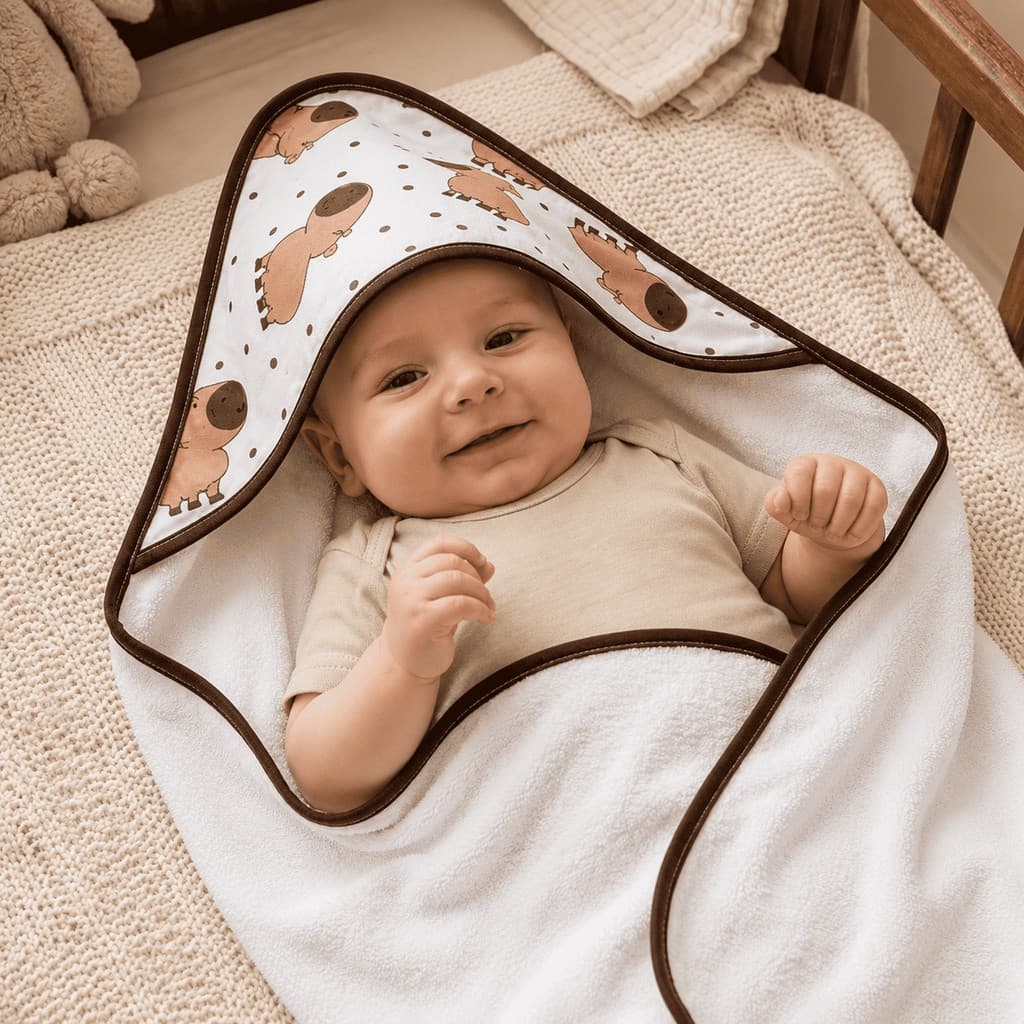 Toalha de Banho Felpuda para Bebe com Capuz