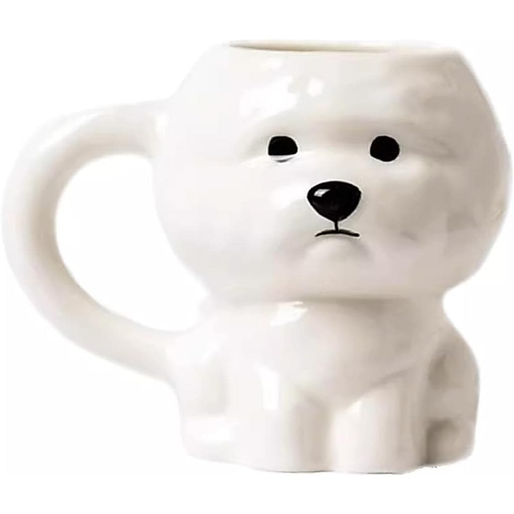 Canecas de Café Cerâmicas, Caneca de Chá, Bonita Caneca em Forma de Cão Bichon Frise 3D, Feita à Mão, Canecas Fofas com