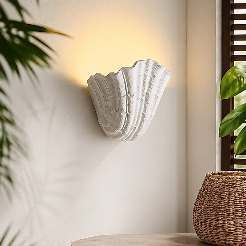 Arandela Luminária De Parede Estilo Francês Arandela De Parede Em Formato De Concha Gesso Lampu Dinding