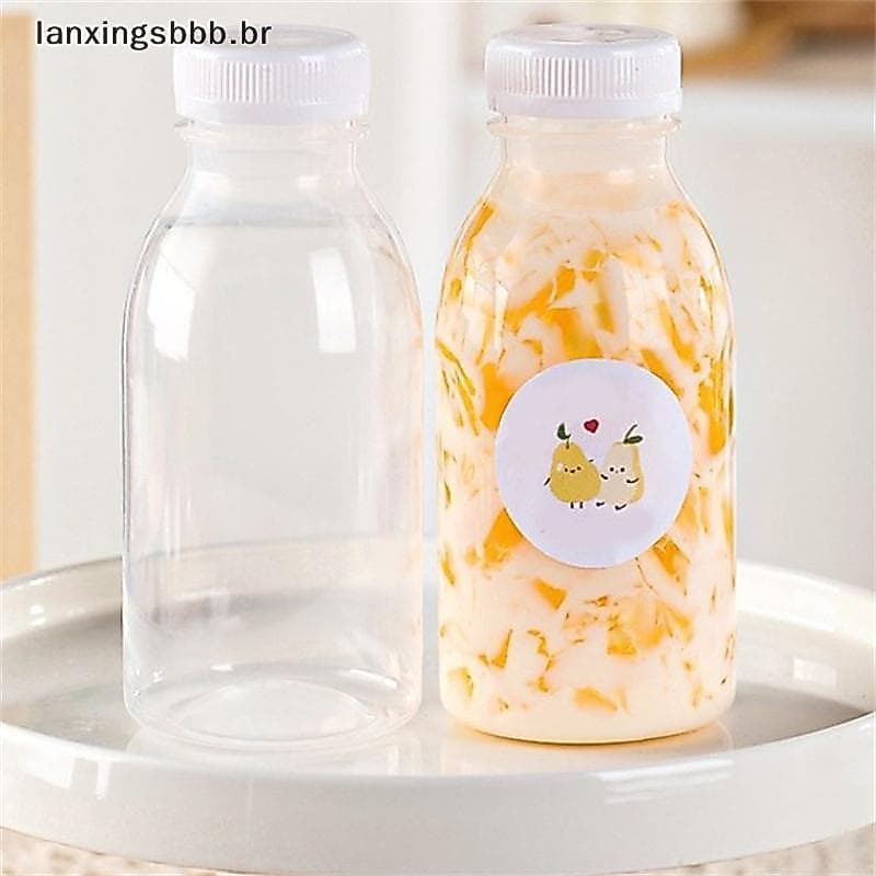 [LAX] 6pcs Garrafa De Plástico Pequena 100ml Garrafas De Leite Pequenas Suco À Prova De Vazamentos Bebidas Portáteis Águ