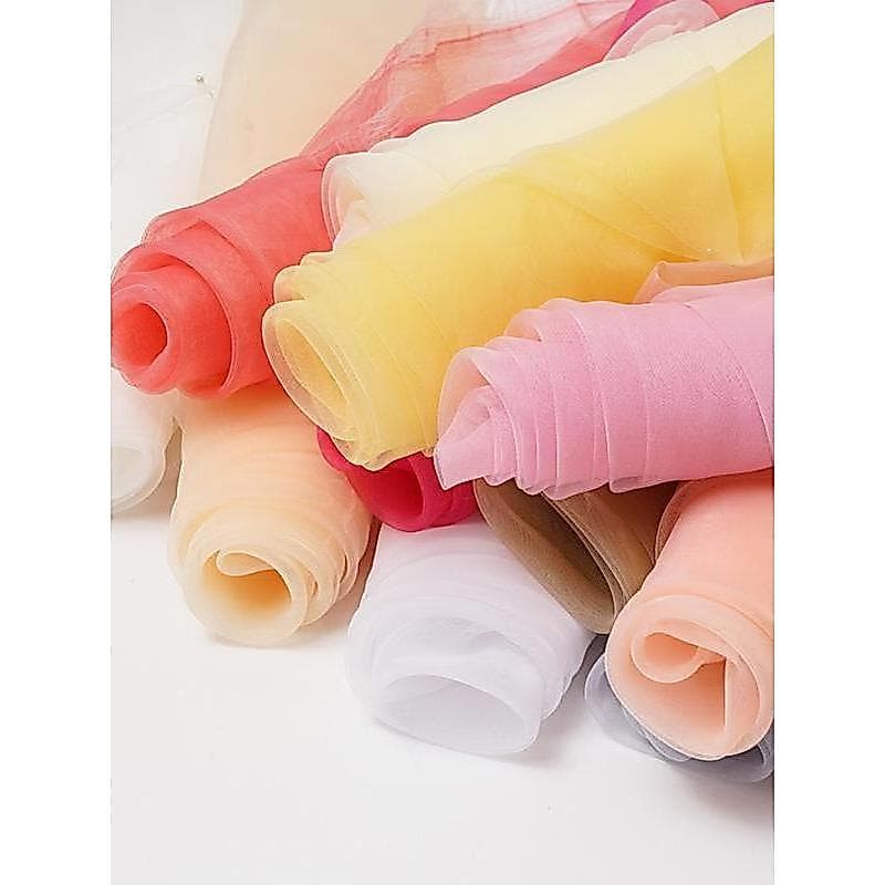 Tecido de Organza tecido de malha cortina de gaze macia areia branca tule vestido de casamento tecido leve suave transpa