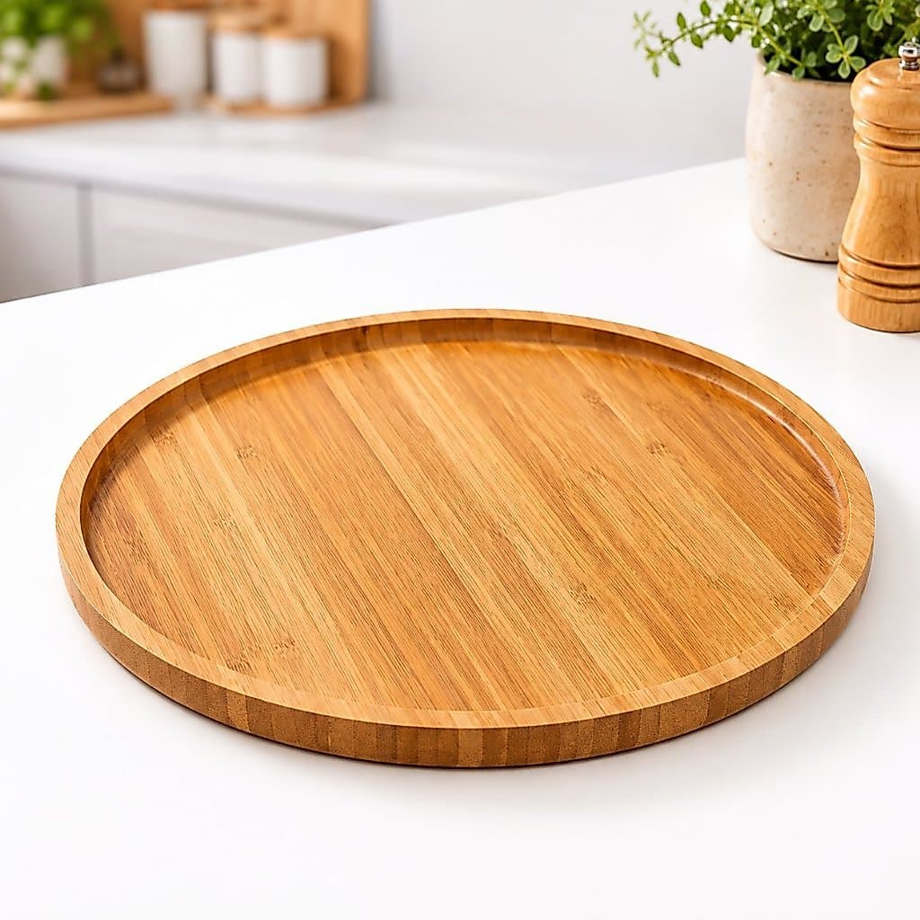Petisqueira Bambu Média Redonda 20cm Queijo Carne Frios Linha Premium Multiuso
