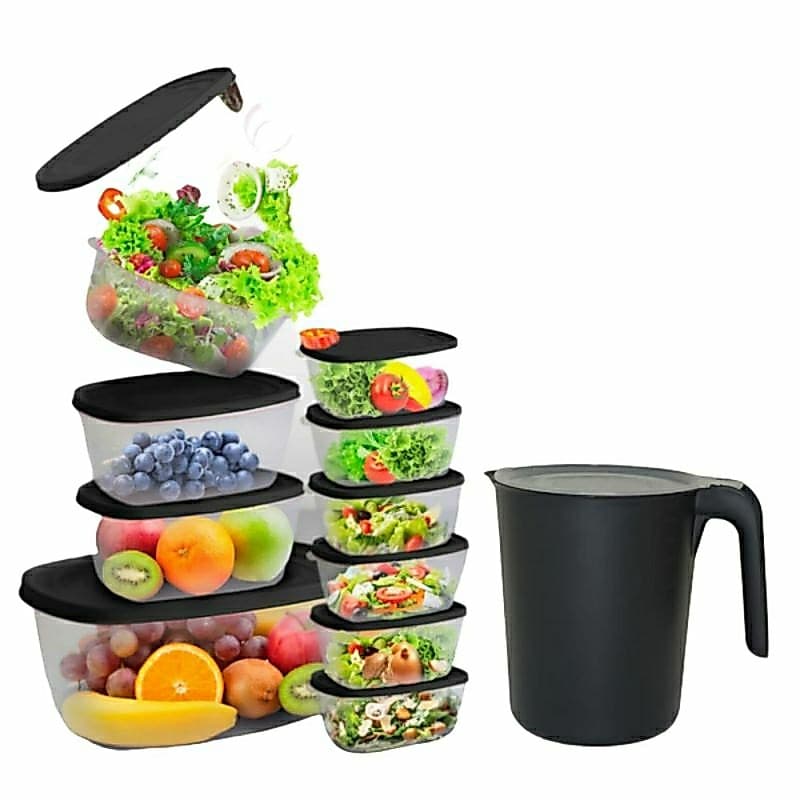 KIT Pote Hermético Plástico 10 Tapuer e Jarra 1,8 Litros Depósito