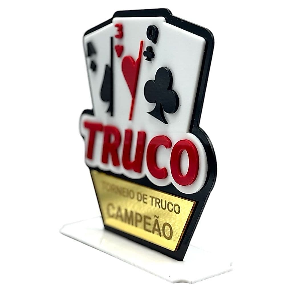 Troféu Truco Luxo em Acrílico Para Enfeites E Campeonatos