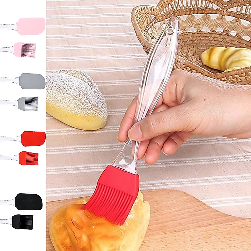Pincel e Pão Duro Culinário de Silicone com Cabo Transparente Plástico 23cm
