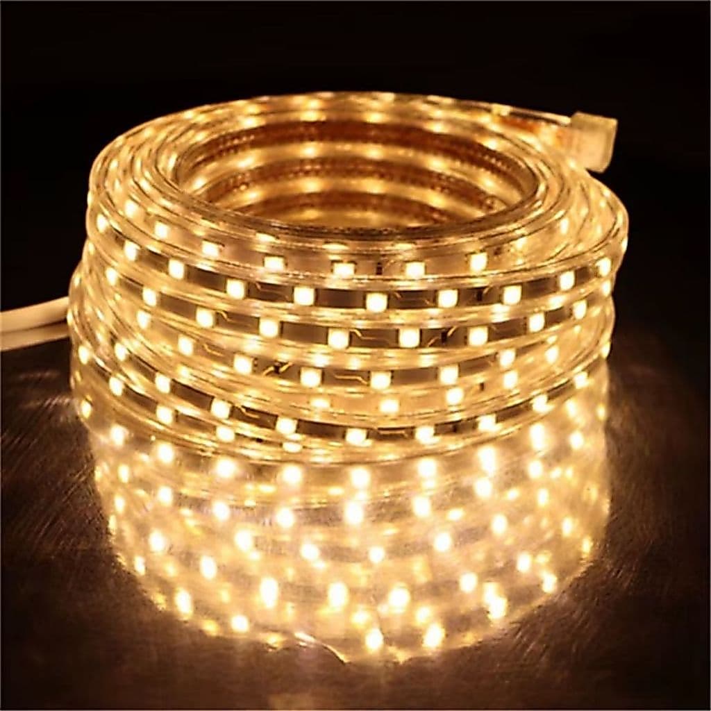 25 Metros Fita Mangueira LED Branco Quente + Conector Tomada 110V /220V Decoração Interna Externa
