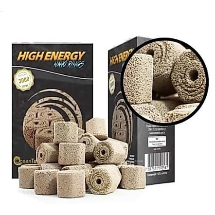 Midia Biologica Porosa Ocean Tech 1KG/Trata 3000l Nano Rings High Energy Midia para Aquários e Lagos