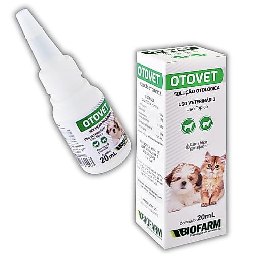 Medicamento Otológico Pet Otovet Biofarm 20mL Para Higiene e Tratamento de Ouvido