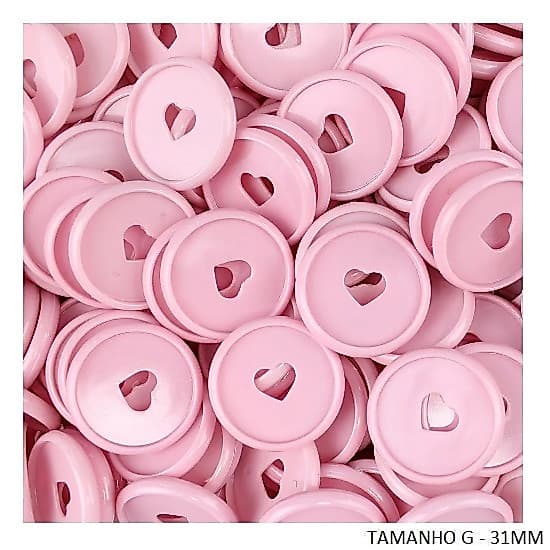 Discos Decorados 31mm Coração Rosa Chiclete Com 12 Unidades Pop Disc