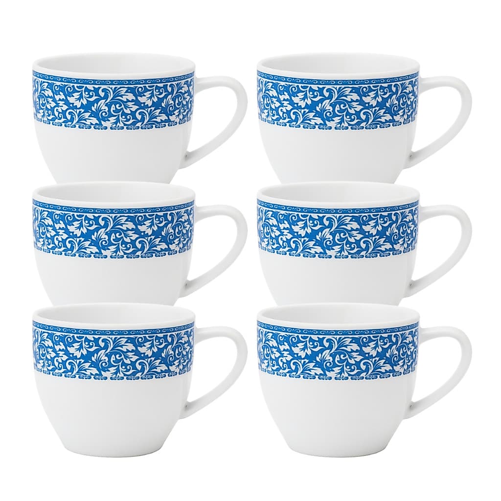 Jogo 6 Xícaras Café Chá Porcelana Floral Kit Xicara Cantinho do Café 170ml