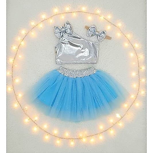 Conjunto Infantil  Top Lateral + Saia Tule Festivo KIDS
