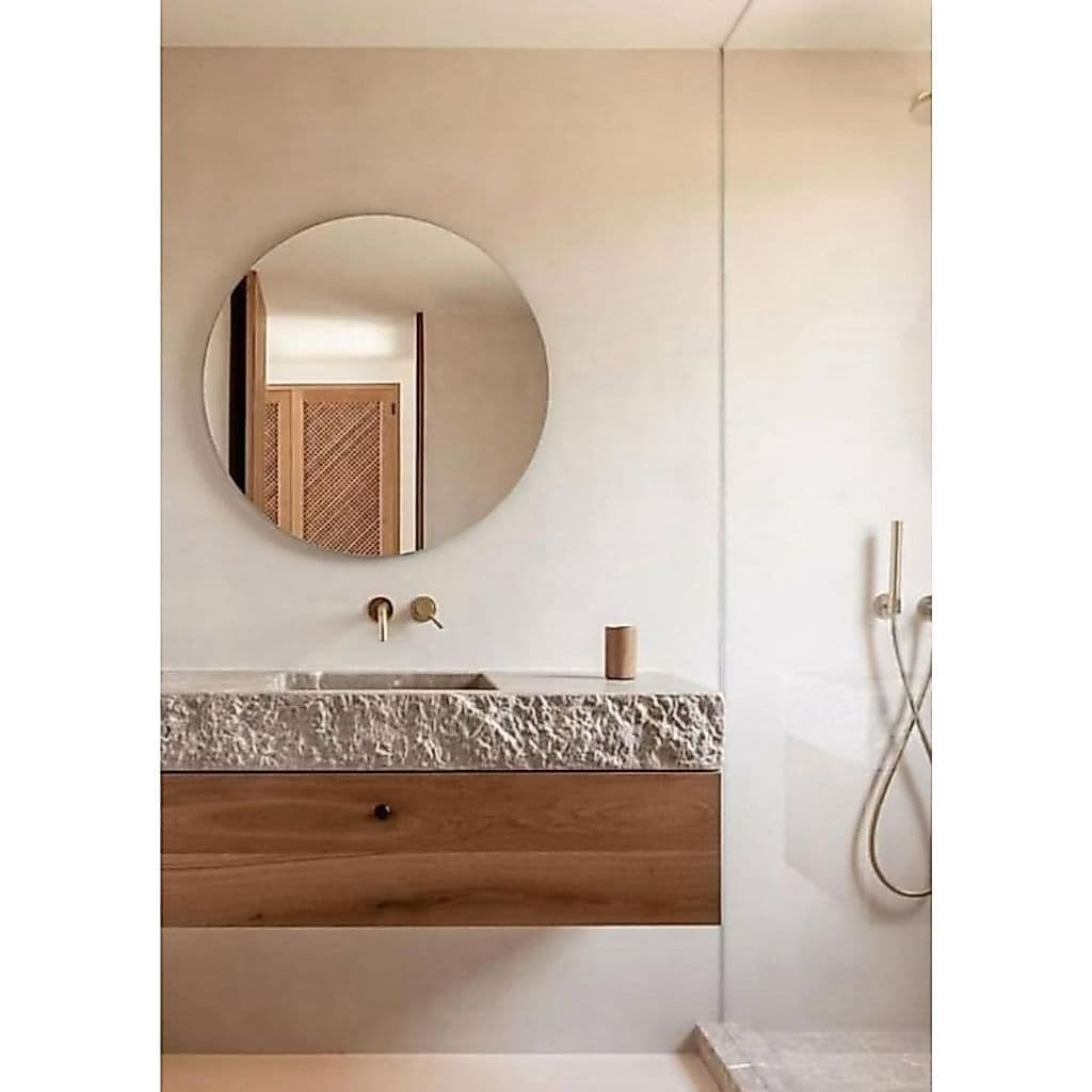 Espelho Redondo 60cm Lapidado Casa Moderno Decorativo c/suporte