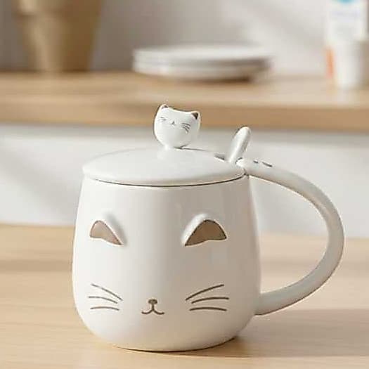 Caneca de cerâmica 3D com alça, Gatinho, Coelho, vaquinha,