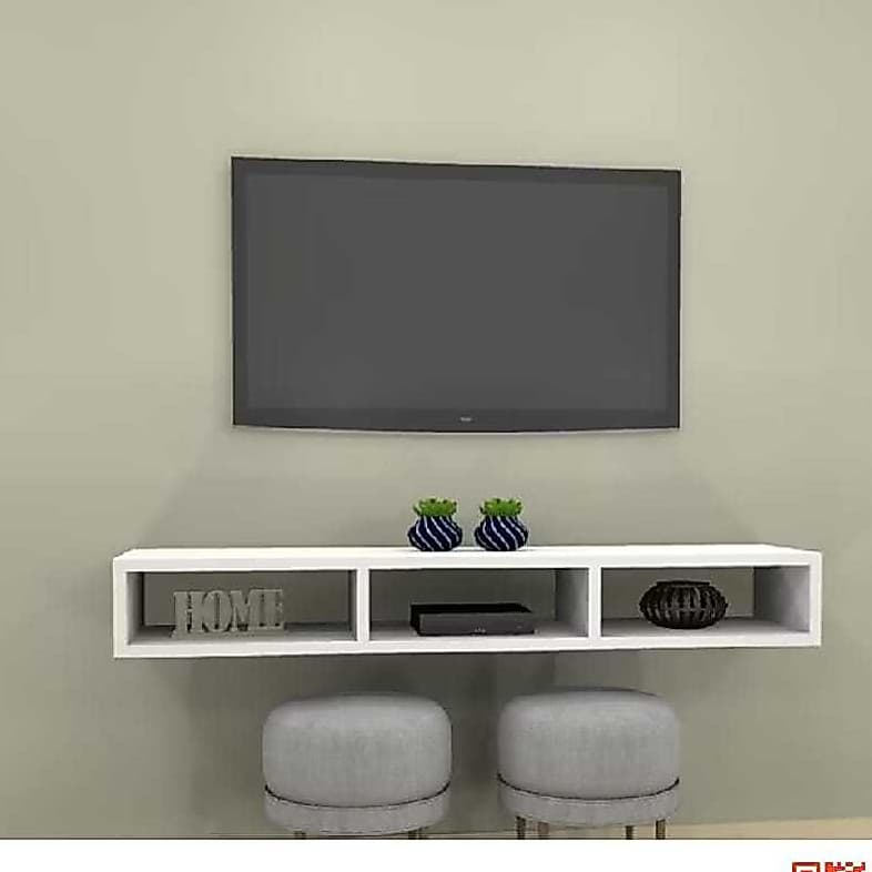 Nicho Rack Suspenso com divisão tripla Prateleira para TV 120 centimetros