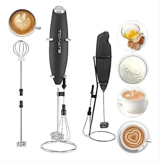 Mixer Portátil Tomate SRQ-008 Batedor Misturador TOMATE + Suporte De mesa e Pilha AA/ Batedor Fuet e Batedor De Espuma