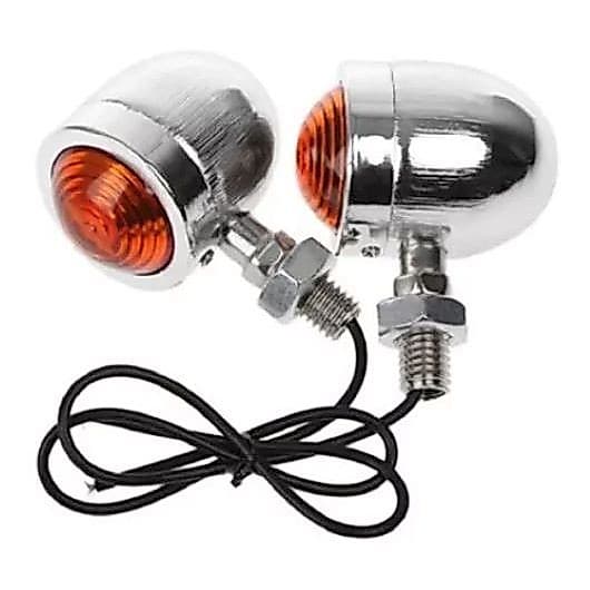 1 par led prata motocicleta bala pisca sinais de volta luzes indicadoras âmbar piscando lâmpada da motocicleta universal