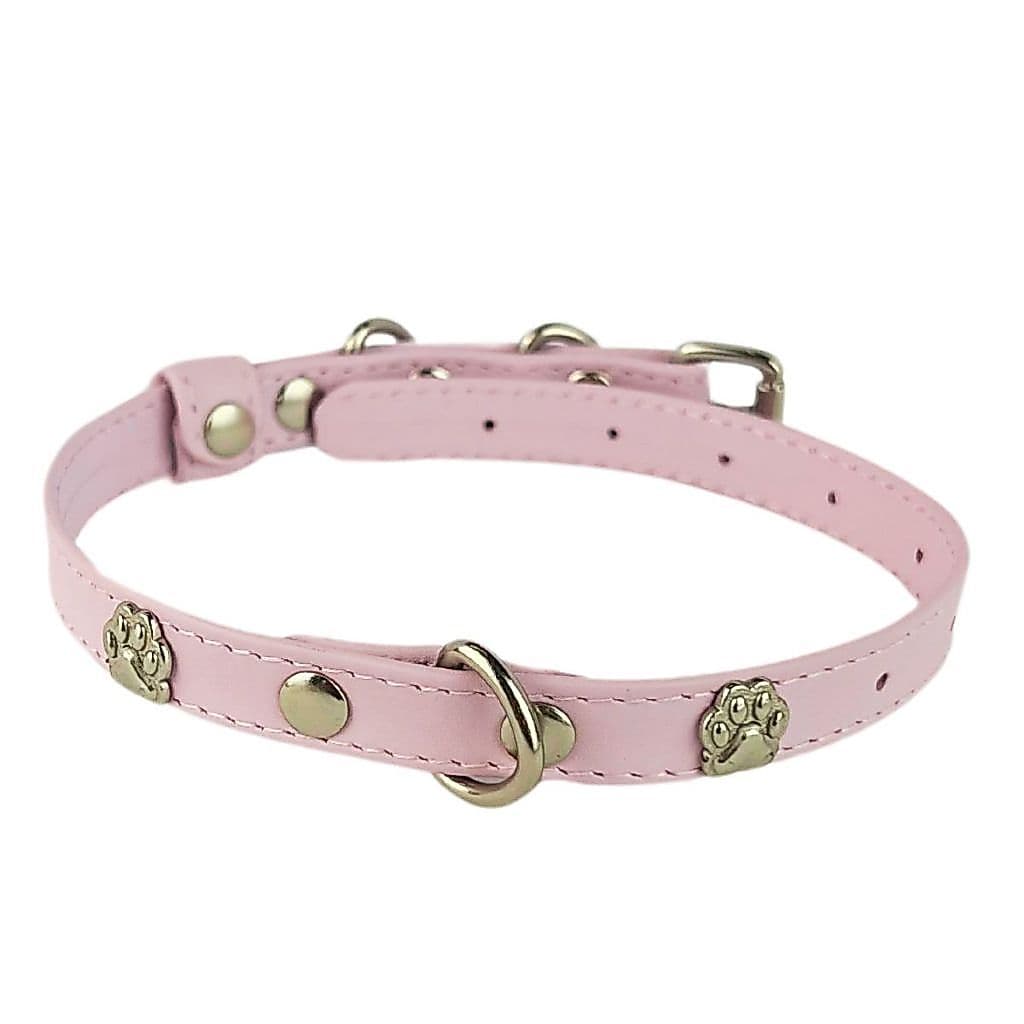 Coleira Cachorro Couro Legítimo Rosa Filhote Delicada Passear Moda Fina Ajustável Confortável Moda